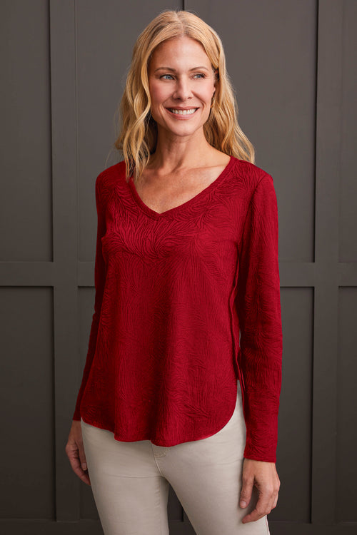 T Jacquard Red Top