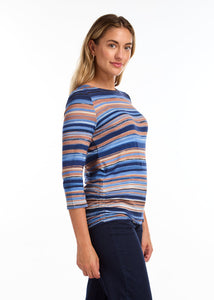 FDJ Stripe Boat Neck Top