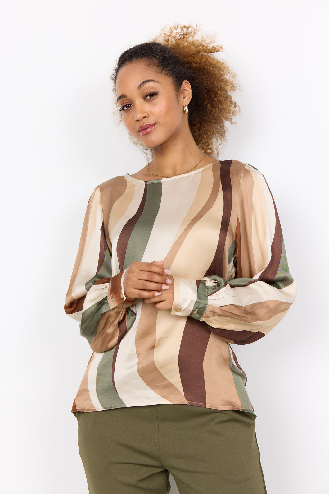 Soya Ines Olive Swirl Blouse