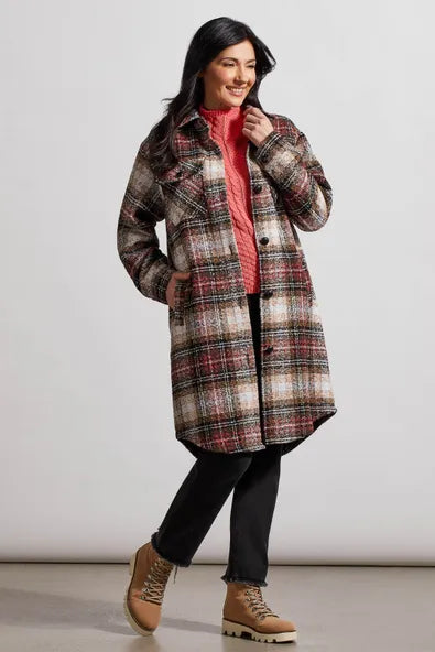 Plaid on sale longline jacket