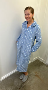 Baby Blue Dot Zip Robe