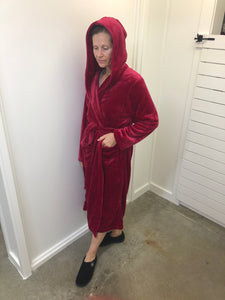 Hooded Plush Robe : Navy or Sangria