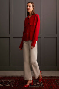 T Red Knit Cardi Jacket