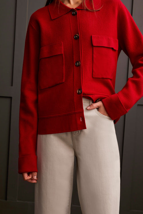 T Red Knit Cardi Jacket