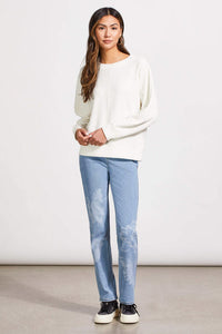 T Textured Dolman Crew Top: 2 colours