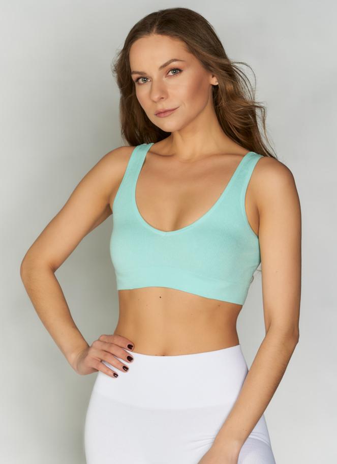 Lime-green ribbed bralette top